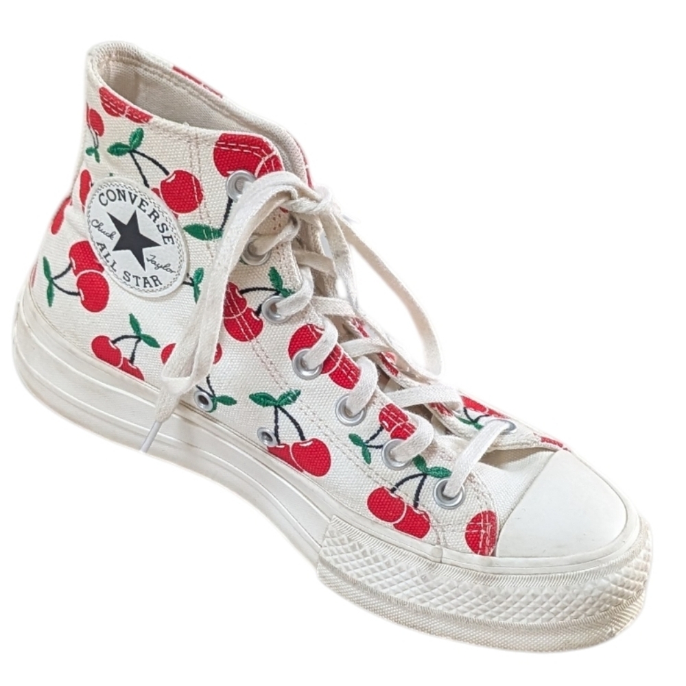 Converse, Chuck Taylor All Star,  Hi Top Lift Platform Cherry Sneakers. Sz 7